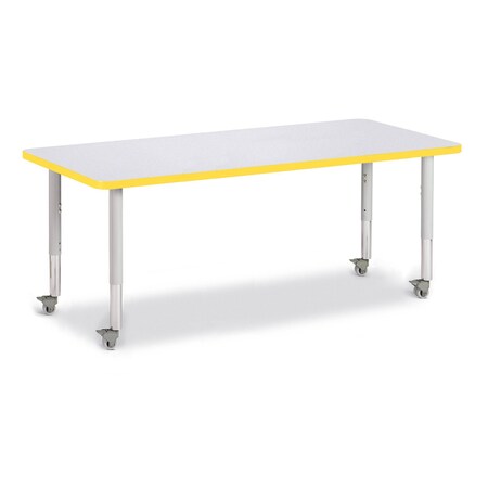 Jonti-Craft Berries Rectangle Activity Table, 30 in. x 72 in., Mobile, Freckled Gray/Yellow/Gray 6413JCM007